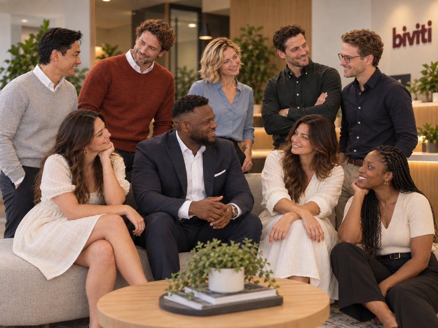 The Biviti team in easy conversation in the lounge